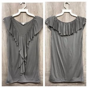 Calvin Klein gray ruffle top